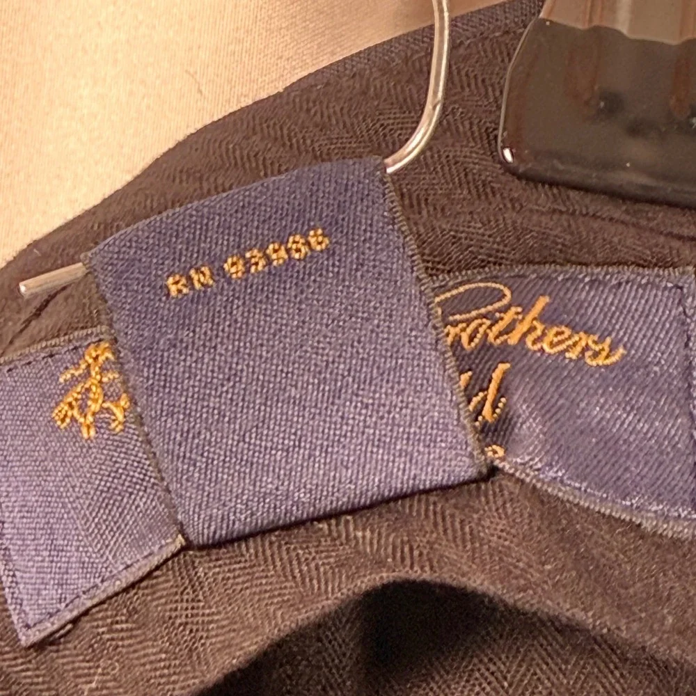 Brooks Brothers Fitzgerald Navy Herringbone Wool Dress Pants Stretch Mens 40x27 - Picture 6 of 7
